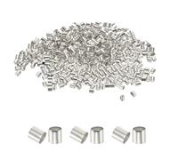sourcing map 500 Pcs Tube Crimp Beads, 2x2mm Copper Crimp Beads End Stopper Tiny Loose Spacer for Earrings Necklaces Bracelets Pendant DIY Crafts, Silver