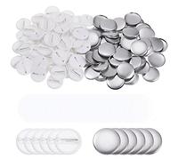 sourcing map 500 Set 25mm 0.98 Inch Blank Pin Back Button Parts, Sewing Buttons Round Metal Cover Plastic Button Back Clear Film for Button Maker Machine