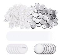 sourcing map 500 Set 32mm 1.26 Inch Blank Pin Back Button Parts, Sewing Buttons Round Metal Cover Plastic Button Back Clear Film for Button Maker Machine