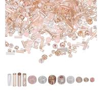 sourcing map 5000 Pcs Mixed Glass Seed Beads, 1.5-6mm Mini Loose Glass Bugle Spacer Bead Embroidery Beads for DIY Craft Projects Earrings Necklaces Bracelets Jewelry Making, Champagne Color