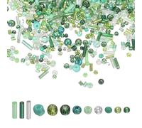 sourcing map 5000 Pcs Mixed Glass Seed Beads, 1.5-6mm Mini Loose Glass Bugle Spacer Bead Embroidery Beads for DIY Craft Projects Earrings Necklaces Bracelets Jewelry Making, Green