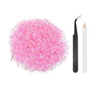 sourcing map 5000pcs Flatback Rhinestones Resin, SS12 3mm Resin Rhinestones Bulk Round Shine Gems with Pickup Tools for DIY Nail Art Tumblers Mugs Clothes, Clear Light Pink