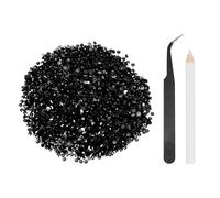 sourcing map 5000pcs Flatback Rhinestones Resin, SS12 3mm Resin Rhinestones Bulk Round Shine Gems with Pickup Tools for DIY Nail Art Tumblers Mugs Clothes, Black