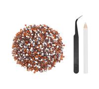sourcing map 5000pcs Flatback Rhinestones Resin, SS12 3mm Resin Rhinestones Bulk Round Shine Gems with Pickup Tools for DIY Nail Art Tumblers Mugs Clothes, Amber
