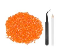 sourcing map 5000pcs Flatback Rhinestones Resin, SS12 3mm Resin Rhinestones Bulk Round Shine Gems with Pickup Tools for DIY Nail Art Tumblers Mugs Clothes, Orange-Red
