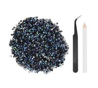 sourcing map 5000pcs Flatback Rhinestones Resin, SS6 2mm Resin Rhinestones Bulk Round Shine Gems with Pickup Tools for DIY Nail Art Tumblers Mugs Clothes, Black Blue AB