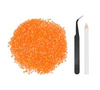 sourcing map 5000pcs Flatback Rhinestones Resin, SS6 2mm Resin Rhinestones Bulk Round Shine Gems with Pickup Tools for DIY Nail Art Tumblers Mugs Clothes, Orange-Red