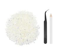 sourcing map 5000pcs Flatback Rhinestones Resin, SS6 2mm Resin Rhinestones Bulk Round Shine Gems with Pickup Tools for DIY Nail Art Tumblers Mugs Clothes, Clear AB