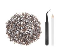 sourcing map 5000pcs Flatback Rhinestones Resin, SS6 2mm Resin Rhinestones Bulk Round Shine Gems with Pickup Tools for DIY Nail Art Tumblers Mugs Clothes, Champagne