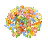 sourcing map 500g/1.1lb Mixed Color Irregular Glass Mosaic Tiles, 400 Pcs Glitter Crystal Glass Mosaic Tiles Stained Glass Piece for DIY Art Crafts, Mixed Orange Yellow, 4 Shapes
