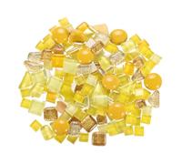 sourcing map 500g/1.1lb Mixed Color Irregular Glass Mosaic Tiles, 400 Pcs Glitter Crystal Glass Mosaic Tiles Stained Glass Piece for DIY Art Crafts, Mixed Gold Yellow, 5 Shapes