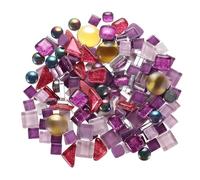 sourcing map 500g/1.1lb Mixed Color Irregular Glass Mosaic Tiles, 400 Pcs Glitter Crystal Glass Mosaic Tiles Stained Glass Piece for DIY Art Crafts, Mixed Purple, 5 Shapes