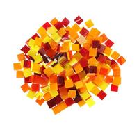 sourcing map 500g/1.1lb Mixed Color Square Mica Mosaic Tiles, 700 Pcs Glitter Crystal Mica Mosaic Tiles Stained Mica Piece for DIY Art Crafts, Red Orange Yellow