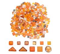 sourcing map 500g Irregular Crystal Glass Mosaic Tiles, Craft Tiny Mosaic Tiles Bulk for Craft DIY Hobbies Art Project Orange Series