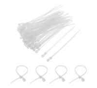 sourcing map 500Pcs 200mm/8 40 Lbs Mount Head Cable Zip Ties Self-Locking Long Nylon Cable Tie 3.6mm/0.14" Wraps for Cord Management, White