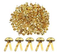 sourcing map 500pcs Brads Paper Fasteners, 10mm x 17mm Metal Paper Crafts Brads, Small Round Brass Split Pins for Children Crafting Decorative Scrapbooking DIY, Gold