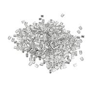 sourcing map 500Pcs Crimp Tube Beads, 2.5x2.5mm Brass Tube Crimp End Spacer Beads Tiny Stoppers for Bracelet Jewelry Making DIY, Silver Tone