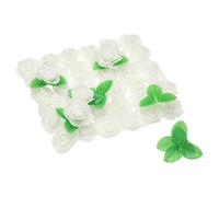 sourcing map 500pcs Foam Rose Heads 1.4 Inch Artificial Bulk Stemless Foam Fake Flowers with 10pcs 5cm Leaves for DIY Crafts Accessories, Wedding Bouquets, Home Decorations, White
