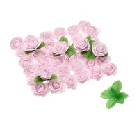 sourcing map 500pcs Foam Rose Heads 1.4 Inch Artificial Bulk Stemless Foam Fake Flowers with 10pcs 5cm Leaves for DIY Crafts Accessories, Wedding Bouquets, Home Decorations, Light Pink