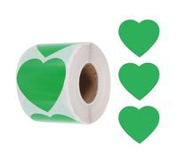 sourcing map 500pcs Light Green Heart Stickers Roll 2 Inch Self-Adhesive Stickers Coding Label Removable for DIY Crafts Homework, Office, Shop, Home, Classroom Marking