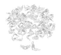 sourcing map 500pcs Open Bead Tips Knot Covers, 1mm Metal Clamshell Crimp Fold-Over Calotte Ends Caps for DIY Bracelets Necklaces Crafts Jewelry Making, White