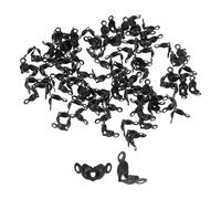 sourcing map 500pcs Open Bead Tips Knot Covers, 1mm Metal Clamshell Crimp Fold-Over Calotte Ends Caps for DIY Bracelets Necklaces Crafts Jewelry Making, Black