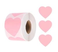 sourcing map 500pcs Pink Heart Stickers Roll 2 Inch Self-Adhesive Stickers Coding Label Removable for DIY Crafts Homework, Office, Shop, Home, Classroom Marking
