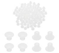 sourcing map 500pcs Plastic Hole Plugs, 5mm (3/16 Inch) Clear White Screw Caps Cover Snap in Locking Round Button Top Shelf Plugs for Cabinet Cupboard Bookcase License Plate Furniture