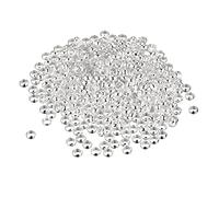 sourcing map 500Pcs Round Crimp Beads, 4mm Crimp End Spacer Beads Tiny Stoppers for Bracelet Jewelry Making DIY, Silver Tone