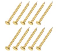 sourcing map 500Pcs Small Hardware Nails, 1 x 14mm Carbon Steel Round Head Nail Common Finishing Nail for Household Woodworking Picture Hanging DIY Projects, Gold