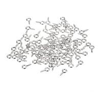 sourcing map 500Pcs Small Screw Eye Pins Hooks Mini Eyelets Screws Threaded, 4x8x1mm Self Tapping Screw for Jewelry Making Findings DIY Crafts, Nickel Silver