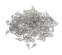 sourcing map 500Pcs Small Screw Eye Pins Hooks Mini Eyelets Screws Threaded, 5x10x1.2mm Self Tapping Screw for Jewelry Making Findings DIY Crafts, Bright Silver