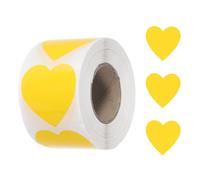 sourcing map 500pcs Yellow Heart Stickers Roll 1.5 Inch Self-Adhesive Stickers Coding Label Removable for DIY Crafts Homework, Office, Shop, Home, Classroom Marking