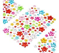 sourcing map 505 Pcs Gems Stickers for Crafts, 5 Sheet Self-Adhesive Gems Bling Flower Rhinestone Stickers, Crystal Crafts Jewelry Stickers for Party Table Decorations, Multicolor