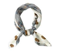 sourcing map 50cm Women Love Heart Silky Square Scarves Kerchief Neck Hair Scrunchies Scarf Neckerchief Brown