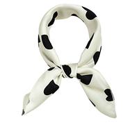 sourcing map 50cm Women Love Heart Small Square Scarves Kerchief Head Neck Scarf Neckerchief White Big Dot
