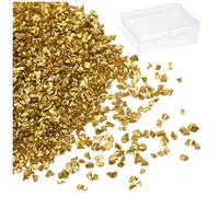 sourcing map 50g Crushed Glass 1-3mm Shiny Electroplating Irregular Broken Glass Chips for Crafts DIY Resin Art Decoration Mold Vase Filler, Gold Tone