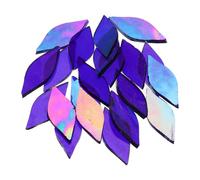 sourcing map 50g Stained Glass Mosaic Leaf 15mm x 38mm Blue AB Glass Mosaic Tiles Bulk for Craft DIY Handmade Project