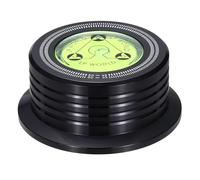 sourcing map 50Hz Record Weight Stabilizer,3"x1.3" 265g Aluminum Vinyl Clamp with Bubble Leveling Weight Turntable Disc Stabilizer Vibration Damper for LP Players,Black