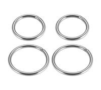 sourcing map 50mm 60mm OD 201 Stainless Steel O Ring Strapping Welded Round Rings 4pcs