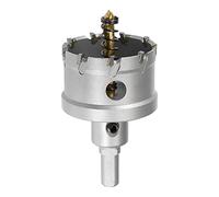 sourcing map 50mm Carbide Hole Cutter, Hole Saws for Stainless Steel Sheet Metal, Non-slip Triangular Shank Limit Step, with Titanium Coated Center Drill