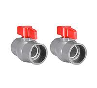 sourcing map 50mm PVC Ball Valve for Water Supply Pipe, Slip Connection, Grey 2Pcs