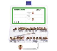 sourcing map 50Pcs 1/4"-20x25/64" Threaded Inserts Nuts, Zinc Alloy Hex Socket Drive Screw-in Nut Threaded Inserts with 1Pcs Hex Wrench, Wood Inserts Bolt Assortment Kit for Wood Furniture