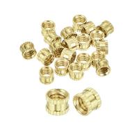 sourcing map 50Pcs 1/4"-20x6x8mm Knurled Insert Nut, Brass I-Shaped Double-Pass Embedment Nut 3D Printing Brass Nuts for 3D Printing Parts Laptop Automotive Plastic Shell