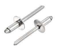 sourcing map 50Pcs 1/4"x1/2" 304 Stainless Steel Large Flange Round Head Rivets, Large Cap Open End Blind Rivets for Construction, Automotive Manufacturing, Aerospace, Shipbuilding (Silver)