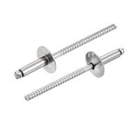 sourcing map 50Pcs 1/8"x3/8" 304 Stainless Steel Large Flange Round Head Rivets, Large Cap Open End Blind Rivets for Construction, Automotive Manufacturing, Aerospace, Shipbuilding (Silver)