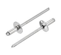 sourcing map 50Pcs 1/8"x5/16" 304 Stainless Steel Large Flange Round Head Rivets, Large Cap Open End Blind Rivets for Construction, Automotive Manufacturing, Aerospace, Shipbuilding (Silver)