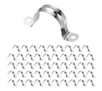 sourcing map 50pcs 1 9/16-Inch 40mm Conduit Clamps, M40 U Tube Pipe Clamp, Stainless Steel Rigid Pipe Strap, U Shaped Bracket with Two Hole for Pipe Tube Hose Wire Cord Fixing