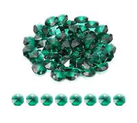 sourcing map 50Pcs 1 Hole Crystal Octagon Beads, 14mm K9 Glass Hanging Chandelier Beads Prisms Parts for Crystal Chandeliers Lamp Hanging Pendant Jewelry DIY Craft, Peacock Green