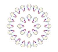 sourcing map 50Pcs 10 x 14 mm Teardrop Rhinestones Acrylic Pointed Back Rhinestone Beads Gems for Jewelry Making Costume Crystal Embellishments Crafts, Multicolor